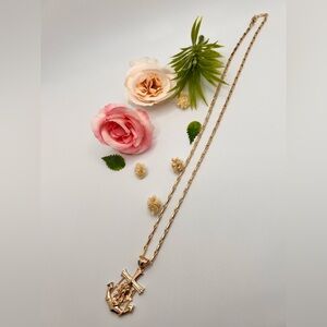 Gold filled with Virgin of Guadalupe anchor pendant